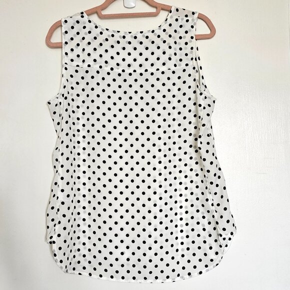 Violet & Claire Sleeveless Top Blouse Medium Black & White Polka Dot - Picture 2 of 7